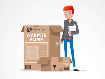 Install guy character design assembler box cardboard character design flat design install guy