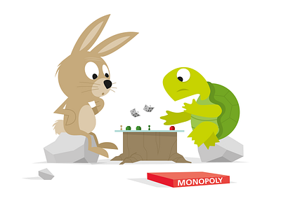 Rabbit & Turtle playing Monopoly monopoly rabbit turtle