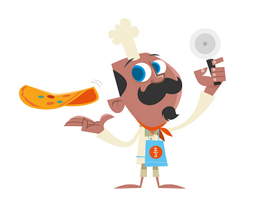 Happy pizza baker baker character design pizza