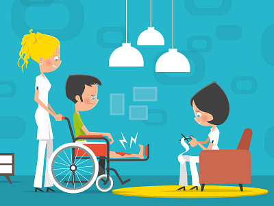 Patient homecare bandage character design hospital nurse patient vector wheelchair