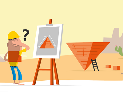 What happened? character design construction worker pyramid vector