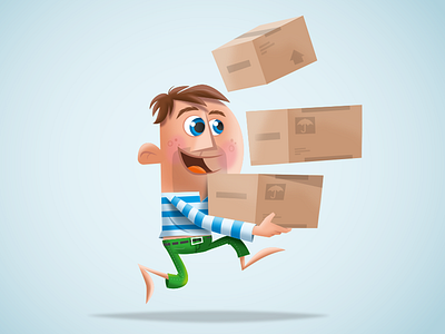 in a hurry boxes character design moving running vector vector art