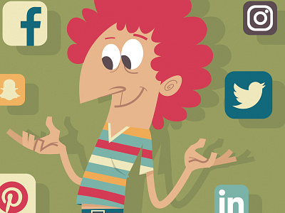 Working with Social Media character design media social vector