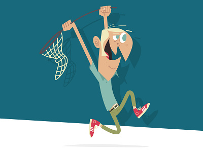 Catching Volunteers art cartoon catch character design drawing man running sneakers vector