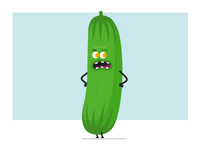 not amused cucumber animation cartoon character character design design flat flat design graphic character illustration vector vector art