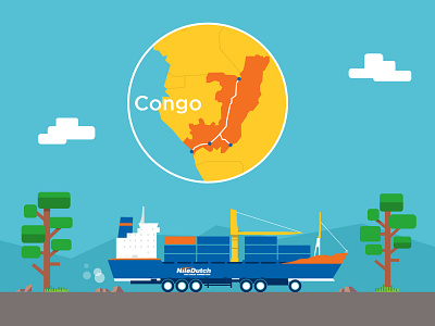 Congo inland shipment cargo character character design container design flat flat design graphic character illustration ship shipment vector vector art