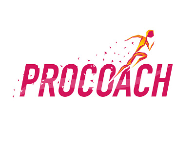 Procoach Logo coaching energy gym human particles personal trainin fitness run sport vector