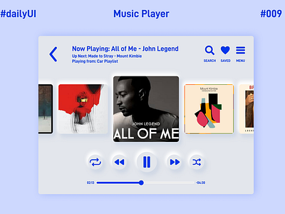 Car Music Player 009 car car ui dailyui dailyui 009 music player neumorphic neumorphism neumorphism ui