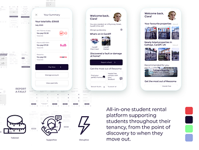 Student housing app app design rental rental app student ui ui design uiux ux