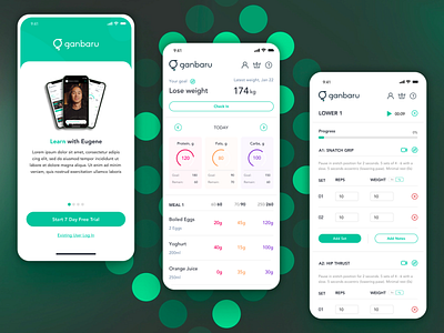 Ganbaru Fitness App Design app ios mob ui uiux design