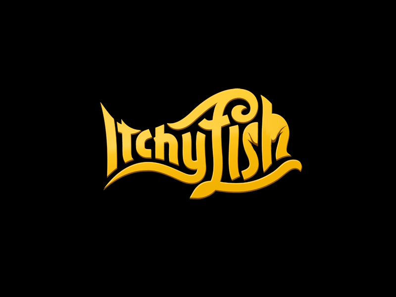 Itchy Fish logo animated animation branding character lettering logo typography