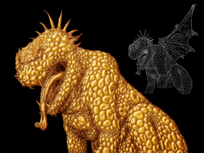 Golden monsta beast character chimera concept creature gold golden illustraion monster myth mythical mythical creature mythological sketch