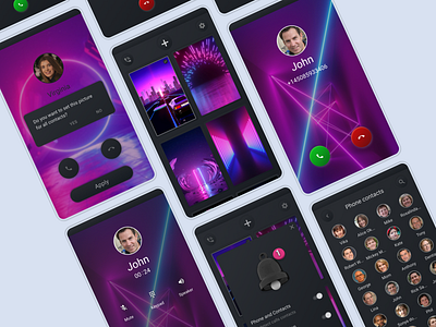 Caller Application for Android 3d branding caller contacts design mobile neomorphism neon ui ui ux uidesign webdesign