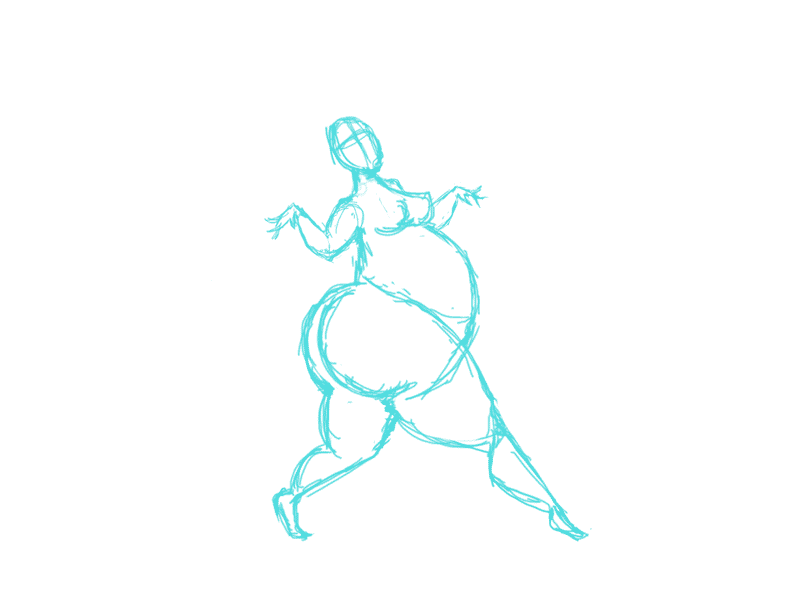 Chubbylicious booty chubby girl sketch tits walking cycle