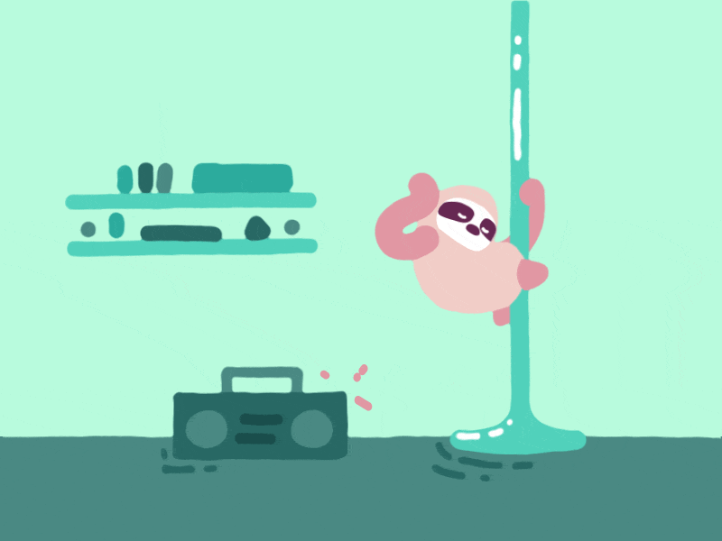 Pole Sloth dancing find gif green lost pink pole pole dance sexy sloth sound