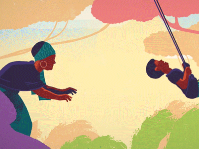Swing africa kid mom playing swing trees turbant vaccine