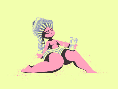 Pear Shaped Girl #3 beach drink girl pear shaped sun turbant
