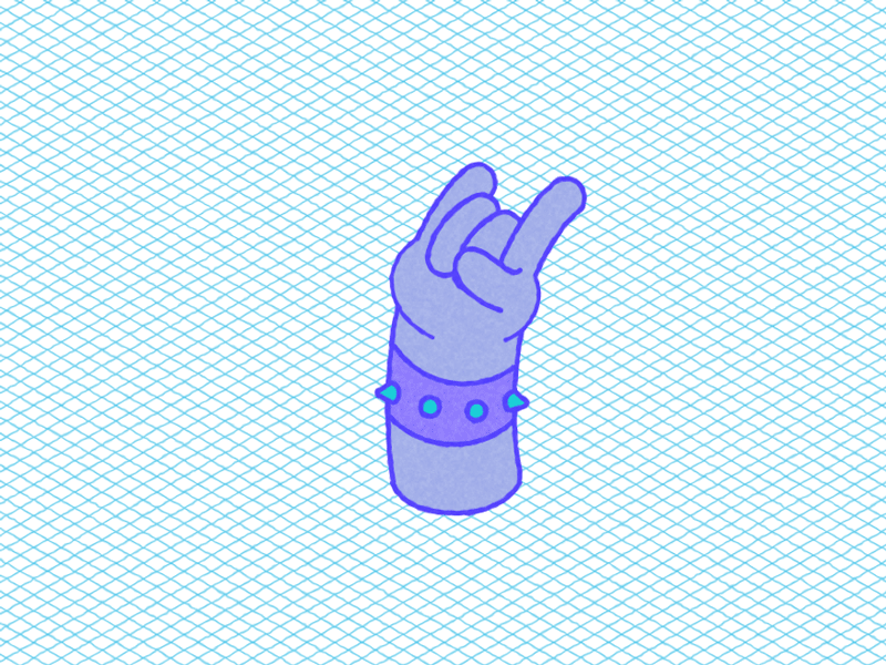 Hand hand heavy isometric metal perspective rock roll spike