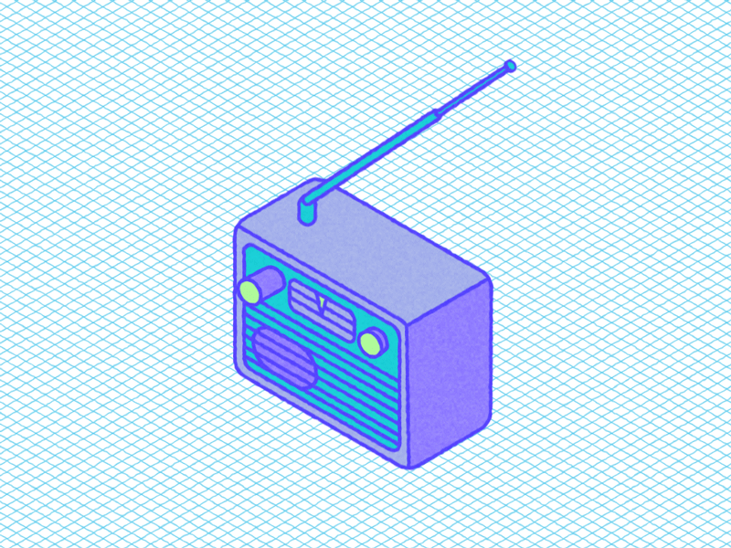 Radio antenna bounce buttons isometric music perspective radio rock station