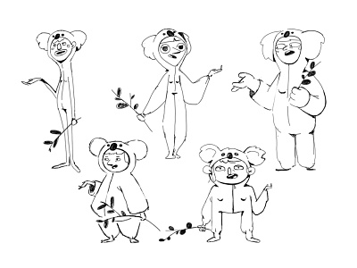 Koala gurlz branch character eucalyptus exploration girls koala sketch speech suit talking