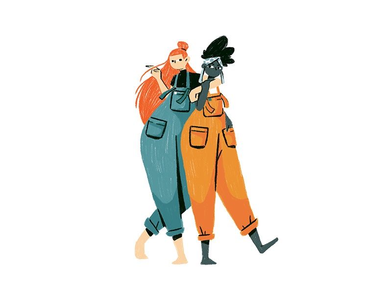 Dunga Fwenz fashion clothing outfit pose power girls cool badass friends dungarees