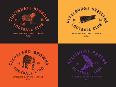 Vintage NFL Lockup Project baltimore bengals browns cincinnati cleveland football graphic design nfl pittsburgh ravens sports steelers vintage