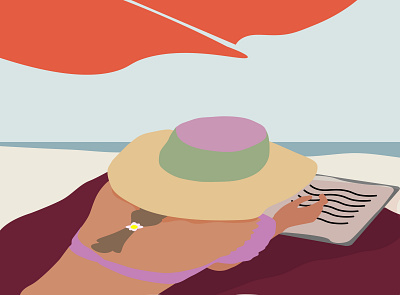 girl on the beach beach beauty design girl graphic design illustration sea summer sun vector