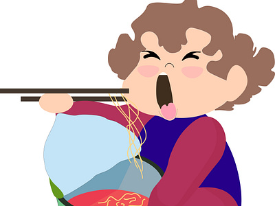 child eating noodles
