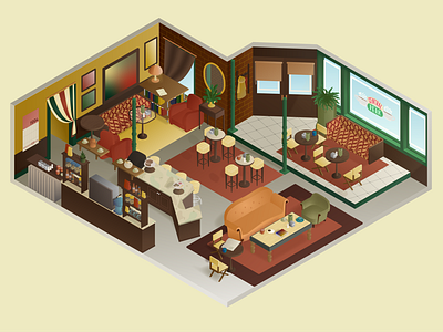 Central Perk / Friends cafe coffee friends illustration isometry