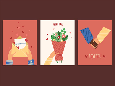Valentine's Day Cards card couple design flower hand heart illustration love people postcard