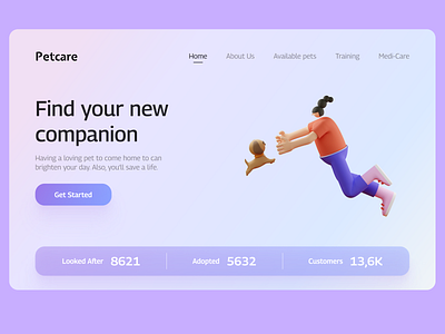 Pet care website landing page UI animation app appdesign branding design dribbble graphic design illustration logo pet ui uiuxdesign ux vector website