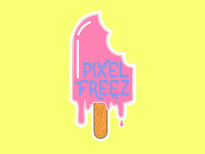 Pop ice cream logo pink popsicle sticker yellow