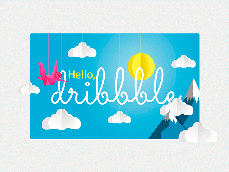 Hello, dribbble! all animation cloud design first design first post first shot gif hello dribbble hellodribbble illustration sky sun ui web web design