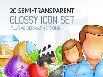 Semi-transparent Iconset design glossy icon set icons illustration