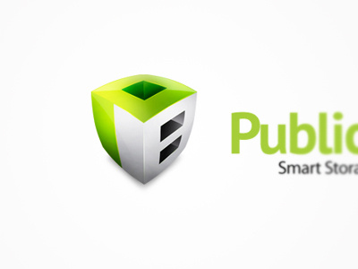 Publicboxes Logo box brand identity cube glossy green logo