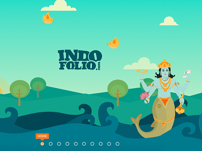 Indofolio.com art blue css3 flat horizontal illustrations indian parallax single page
