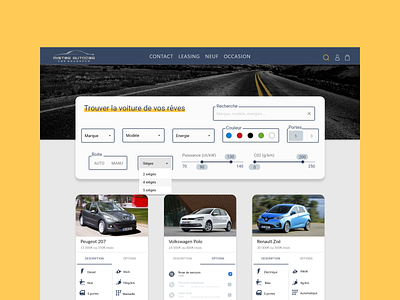 Search Car car design filter french marketplace select ux web