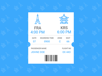 Daily Uiyout #11 - Boarding Pass blue boarding boarding pass design french korea paris plane