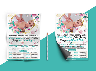 Beauty Massage Flyer Design 8 beauty flyer black friday offers body care flyer body massage branding care cyber monday flyer design girl graphic design manicure manicure flyer massage flyer modern floral design relaxing sale skin skin care flyer template spa waxing