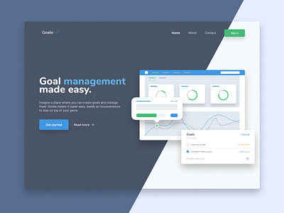 Goal management landing page concept