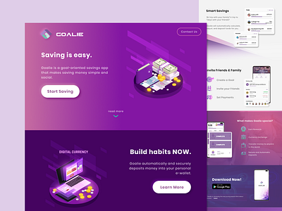 Landing page - Savings app app design financial app landing design landing page landing page design money app money transfer saving ui ux website