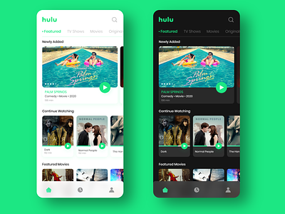 Hulu app adobe xd adobexd app design design hulu ios mobile movies tv tv app ui ux ui