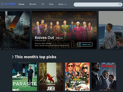 Fictional movie streaming website concept