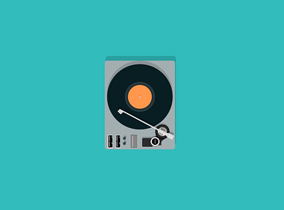 Retro record player branding design illustration vector
