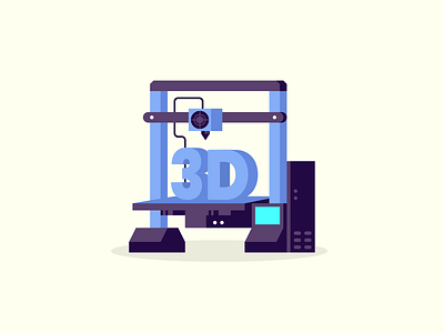3D Printing 3d printer 3dprinting design flat illustartor illustration vector