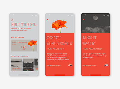 🌷Bold Meditation App app bold bold colors branding meditation app product design typography ui ux