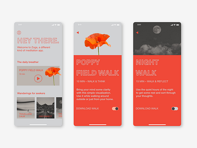 🌷Bold Meditation App app bold bold colors branding meditation app product design typography ui ux