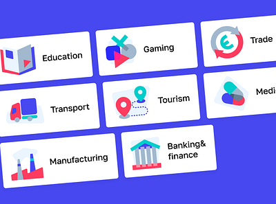 Icons for new project app banking card color palette education gaming icon icons icons set manufacturing medicine tourism trade transport