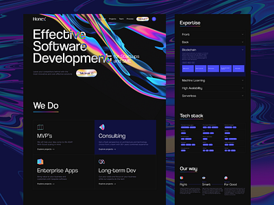 Software Developer Landing 2021 trend abstract card color palette dark development header landing liquid