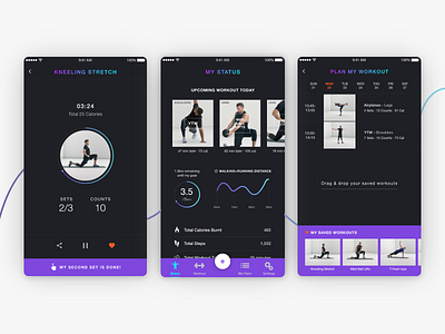 WorkFit | Workout App UI Design app branding dark theme design fitness gradient gym ios logging minimal planning tracking trendy ui workout